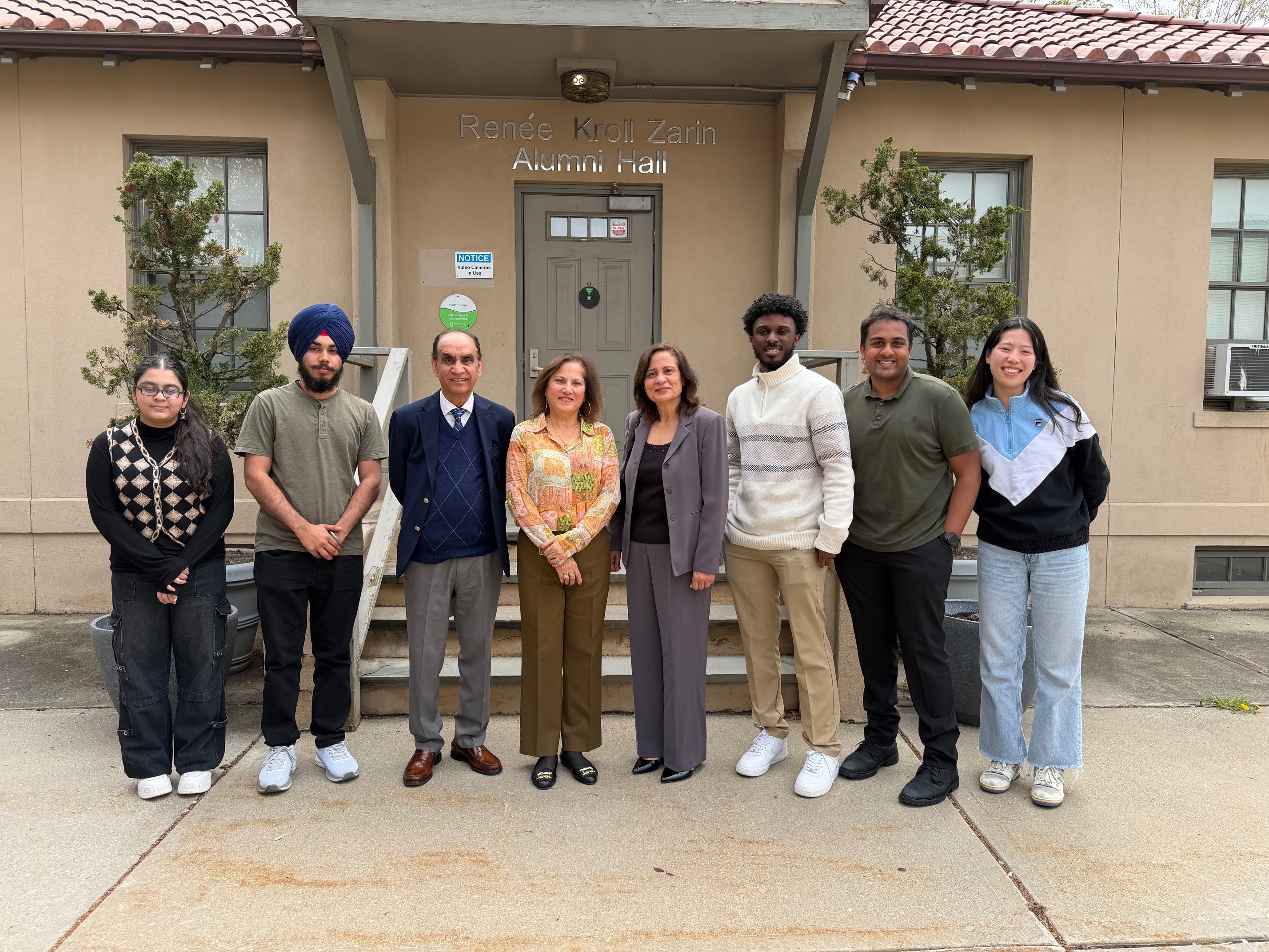 Volunteers outside the community office